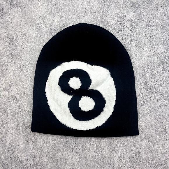 grunge gothic punk black and white 8-ball beanie - Picture 1 of 8